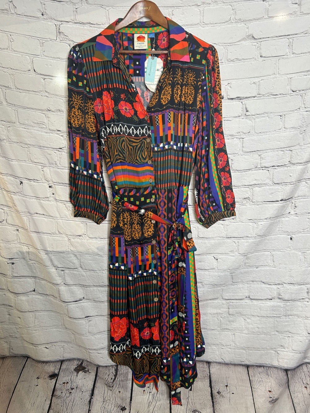 Farm Rio Button Down Dress W/Belt Collared Dress Size 2X Brand New W/Tags